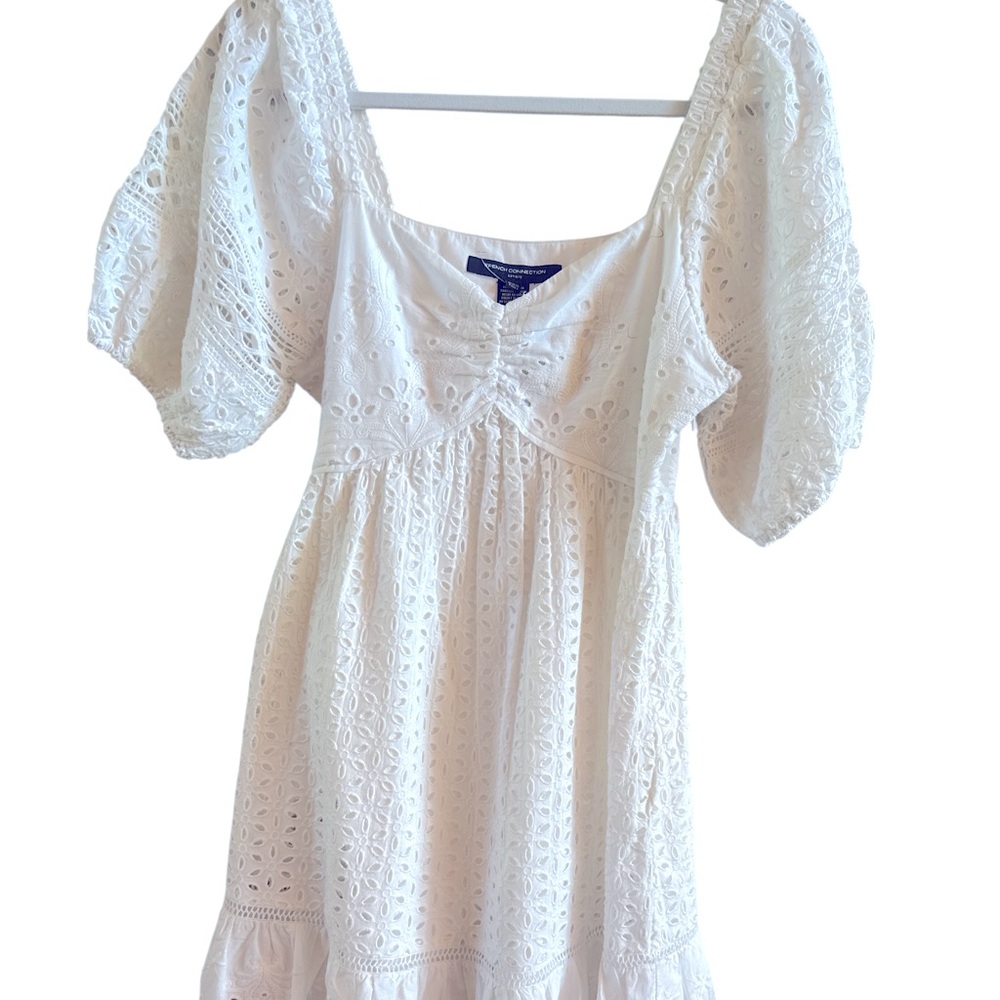 French Connection NWT Women’s Alissa White Cotton Size 2 Broderie Mini Dress